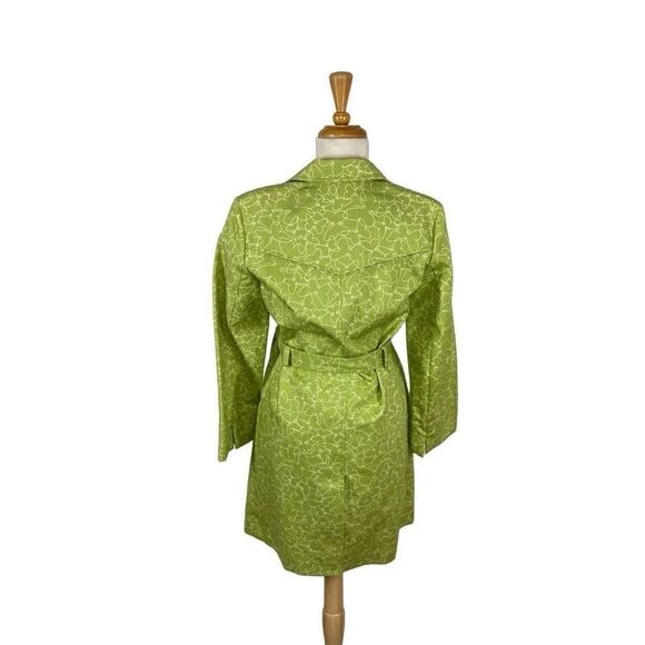 Liz Claiborne 8P Green Butterfly Trench Coat Cottagecore Fairycore Y2K does 70s - Picture 6 of 9